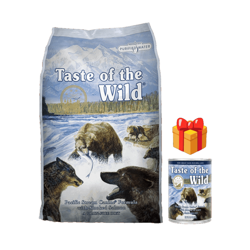 Taste of the Wild Pacific Stream Canine, alimento seco sin cereales con salmón ahumado para perros.