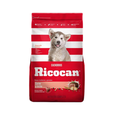 Ricocan Carne y Leche Cachorro Raza Med y Grande 15kg