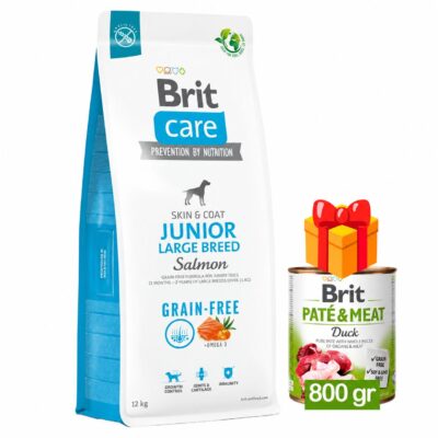 Brit Care Junior Large Breed Salmon 12 kg con lata Brit de 800 g de regalo