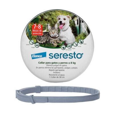 Seresto Perros y Gatos Menores de 8 kg en presentación antiparasitaria para mascotas según rango de peso