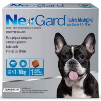Nexgard 28.3 mg Perro de 4 a 10 kg Caja x 3 tabletas antiparasitario oral para perros de 4 a 10 kg