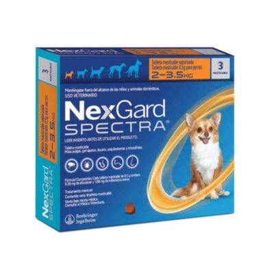 Nexgard Spectra Perro de 2 a 3.5 kg Caja x 3 tabletas en presentación antiparasitaria para mascotas según rango de peso