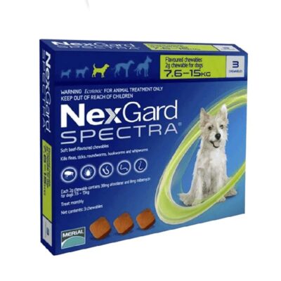 Nexgard Spectra Perro de 7.6 a 15 kg Caja x 3 tabletas en presentación antiparasitaria para mascotas según rango de peso