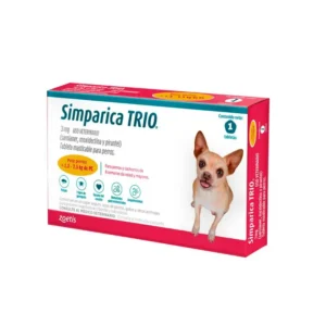 Caja de Simparica Trio 3 mg Perro de 1.3 a 2.5 kg Caja x 3 tabletas antiparasitario para perros