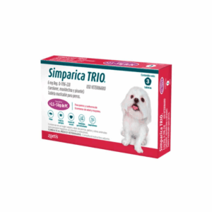 Caja de Simparica Trio 6 mg Perro de 2.5 a 5 kg Caja x 3 tabletas antiparasitario para perros