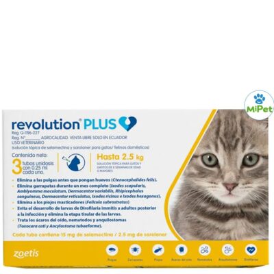 Revolution PLUS Amarillo Gatos de 0 a 2.5kg Caja x 3 und