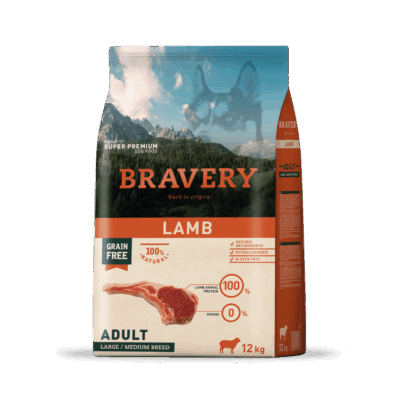 Bravery Lamb Adult Large/Medium Breeds croquetas de cordero hipoalergénicas e hipocalóricas para perros medianos y grandes