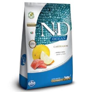 Imagen de N&D Ocean Feline Adulto Castrado Salmon y Melon 7.5 kg, nutrición super premium para gatos.