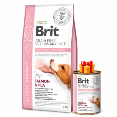 Brit Vet Diets Dog Hypoallergenic 12 kg con lata de regalo