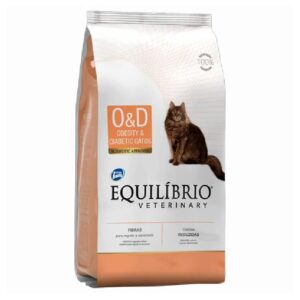 Empaque de Equilibrio Veterinary Cat Obesity & Diabetic OD 2 kg, nutrición especializada para mascotas.