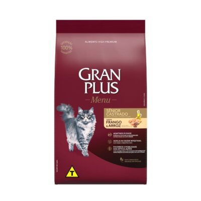 Imagen de Gran Plus Gato Senior Castrado Pollo y Arroz 10 kg, nutrición super premium para gatos.