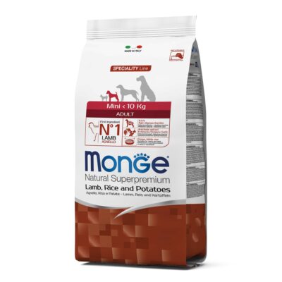 Imagen de Monge Canino Adult Mini Cordero, Arroz y Papa, nutrición super premium para perros.