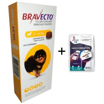 Bravecto Para Perros de 2 a 4.5 kg 1 Tableta tableta masticable antipulgas y antigarrapatas para perros muy pequeños